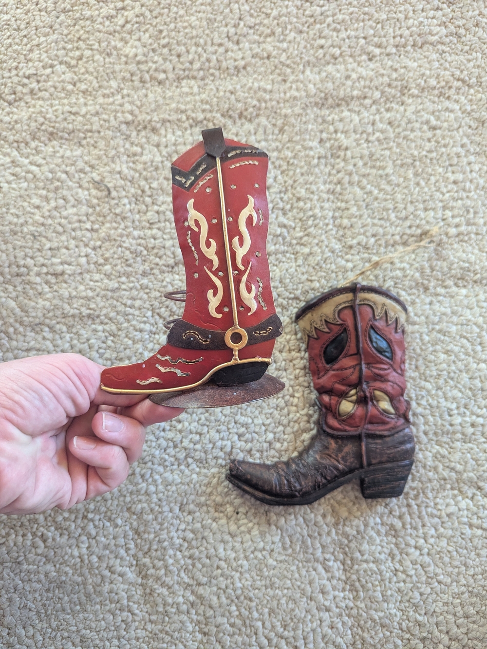 Red Western Boot Votive Candle Holder And Hanging Wall Boot.